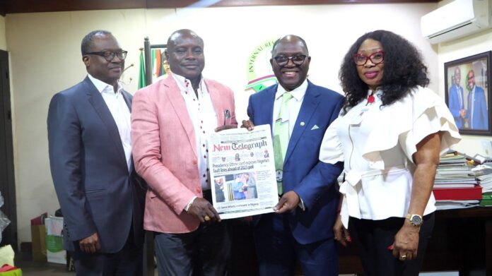 L-R: Chief Compliance Officer, LIRS, Tokunbo Akande, Managing Director of the Daily Telegraph Publishing Company Limited, Mr Ayodele Aminu, Executive Chairman, LIRS, Ayodele Subair, and Daily Editor, New Telegraph, during a courtesy visit to the LIRS Chairman in Alausa, Ikeja, Lagos, recently