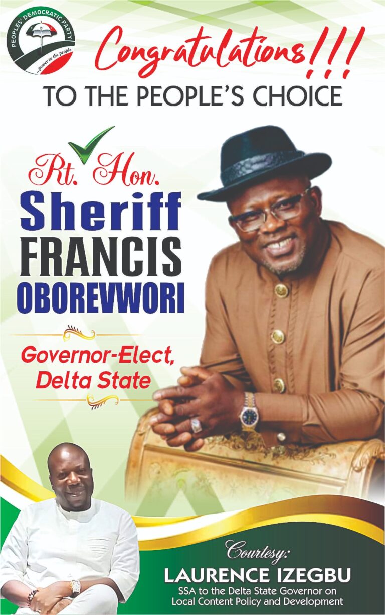 Okowa’s SSA, Izegbu Congratulates Governor-elect Sheriff Oborevwori