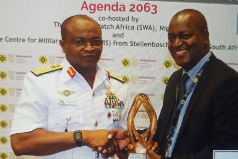 INTERNATIONAL ACCOLADE: Chief of Naval Staff, Vice Admiral Gambo Bags Award of Examplary Leadership in Maritime Security in South Africa