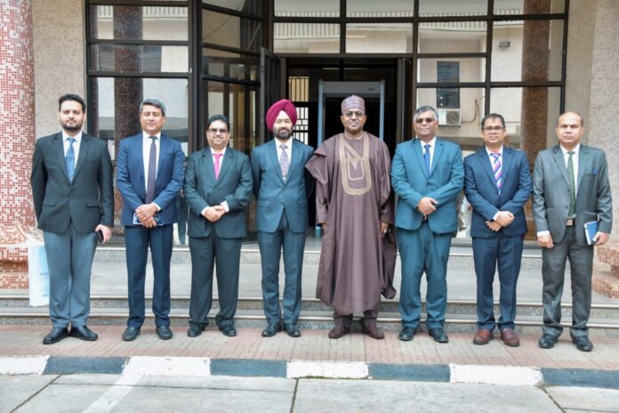 Chairman/Chief Executive Officer of NDLEA, Brig. Gen. Mohamed Buba Marwa (Retd.) CON, OFR, and the Indian High Commissioner to Nigeria and Head of Delegation, Shri G. Balasubramanian, (m) flanked by officials of the High Commission after the signing of a Memorandum of Understanding between the Narcotics Control Bureau of India and the National Drug Law Enforcement Agency, NDLEA of Nigeria at the Agency’s National Headquarters in Abuja, on Wednesday, 14th June 2023