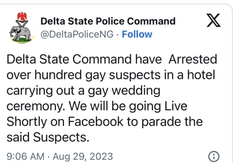 Police nab 100 suspected Gay men in Delta