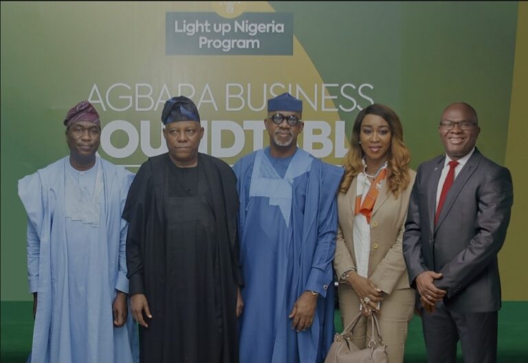 From:L-R; Lagos Deputy Governor, Dr. Obafemi Hamzat; Vice President, Kashim Shettima; Ogun State Governor, Prince Dapo Abiodun; Executive Director Polaris Bank, Chinwe Iloghalu and Deputy Managing Director, Wema Bank, Wole Akinleye at the Agbara Business Roundtable, Ogun State recently.