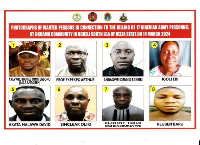AFN declare eight persons wanted over slaughtering of soldiers in Delta as Troops neutralise 212