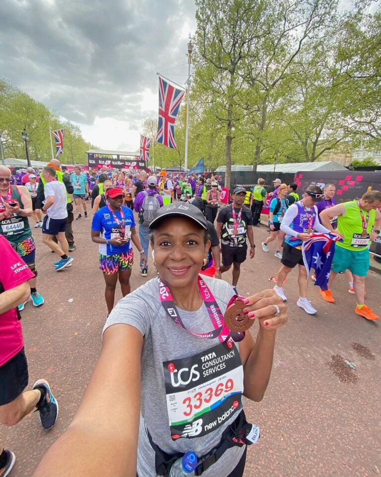 PHOTO SPEAK: Global business icon, Tony Elumelu congratulates wife on new Marathon personal record