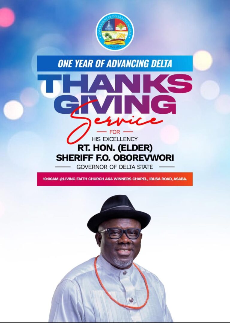 Gov. Oborevwori holds 1st anniversary thanksgiving, May 26