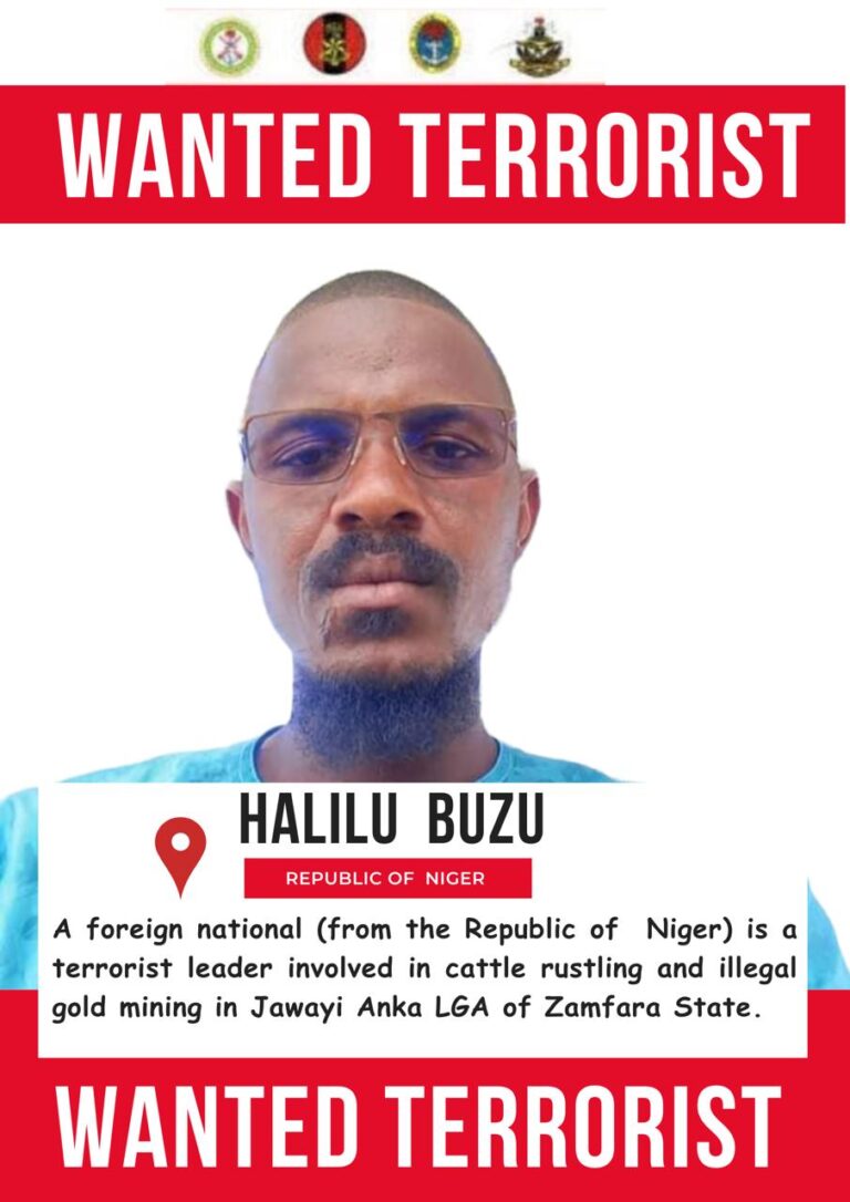 Nigerien terrorist, Halilu Buzu responsible for killings in Zamfara declared wanted by military