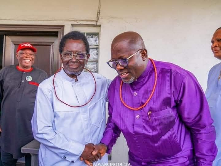 Governor Oborevwori salutes Chief Godwin Ogbetuo at 93