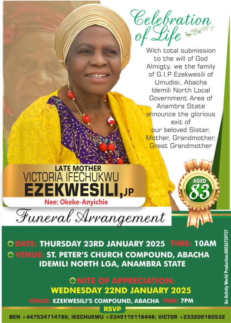 EzekwesilI for burial January 23